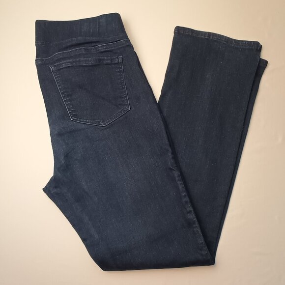 NYDJ Pull-On Jeans Size 12 High Rise Straight Leg Dark Wash - Picture 1 of 9